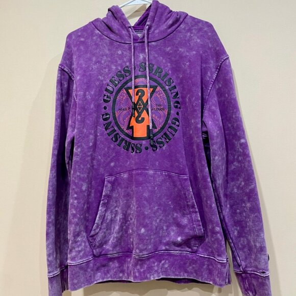 GUESS 88 RISING HOODIE SWEATSHIRT HEAD IN THE CLOUDS SZ L PURPLE ACID STREETWEAR - Picture 16 of 16